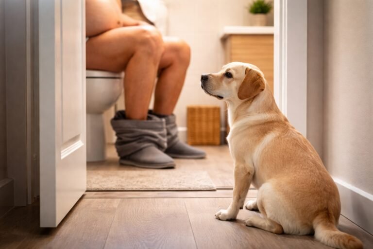 Pourquoi mon chien me suit aux toilettes