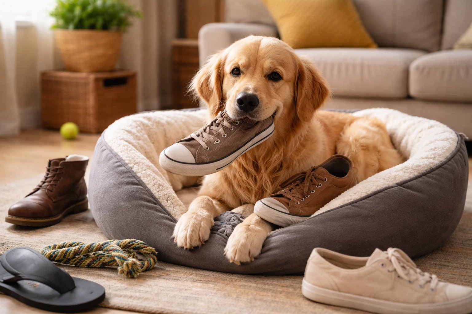 Pourquoi mon chien prend mes chaussures dans son panier