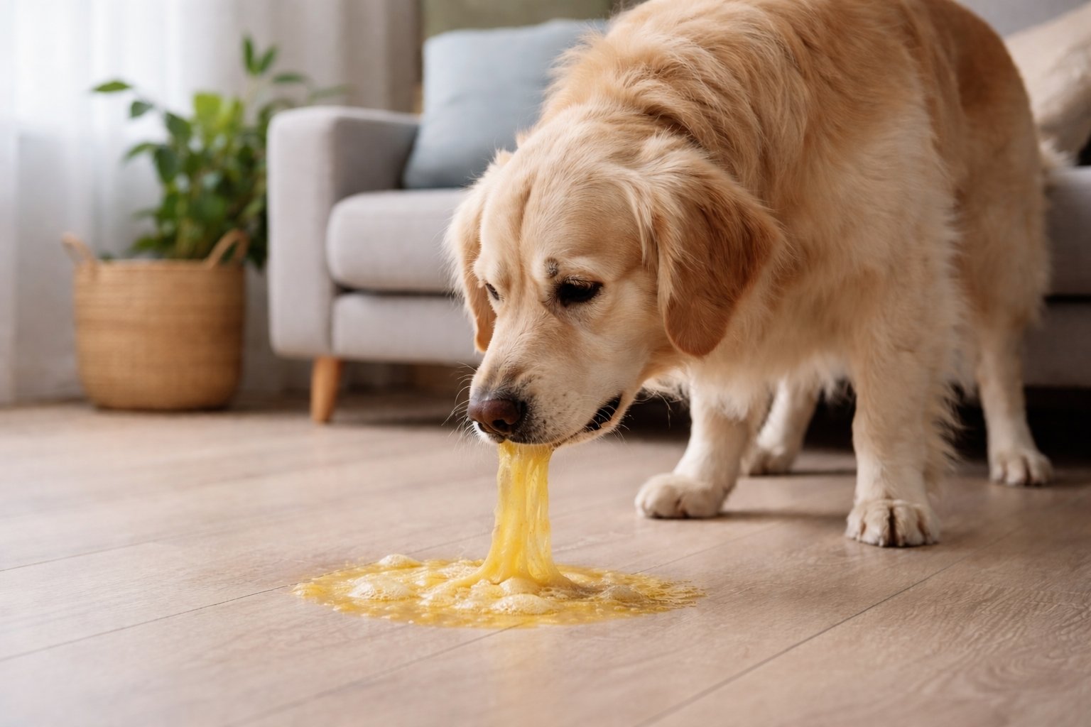 Pourquoi mon chien vomit jaune